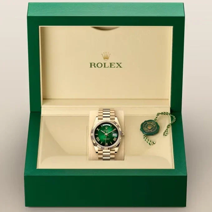 Day-Date 40 Oyster, 40 mm, Yellow Gold, Green Ombré Dial, Ref# 228238-0069MN