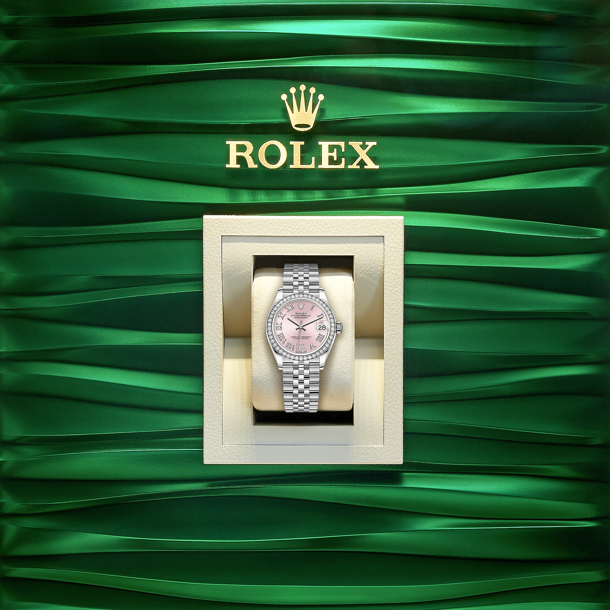 Datejust 31, Oystersteel, 18kt White Gold and diamonds, Ref# 278384RBR-0028