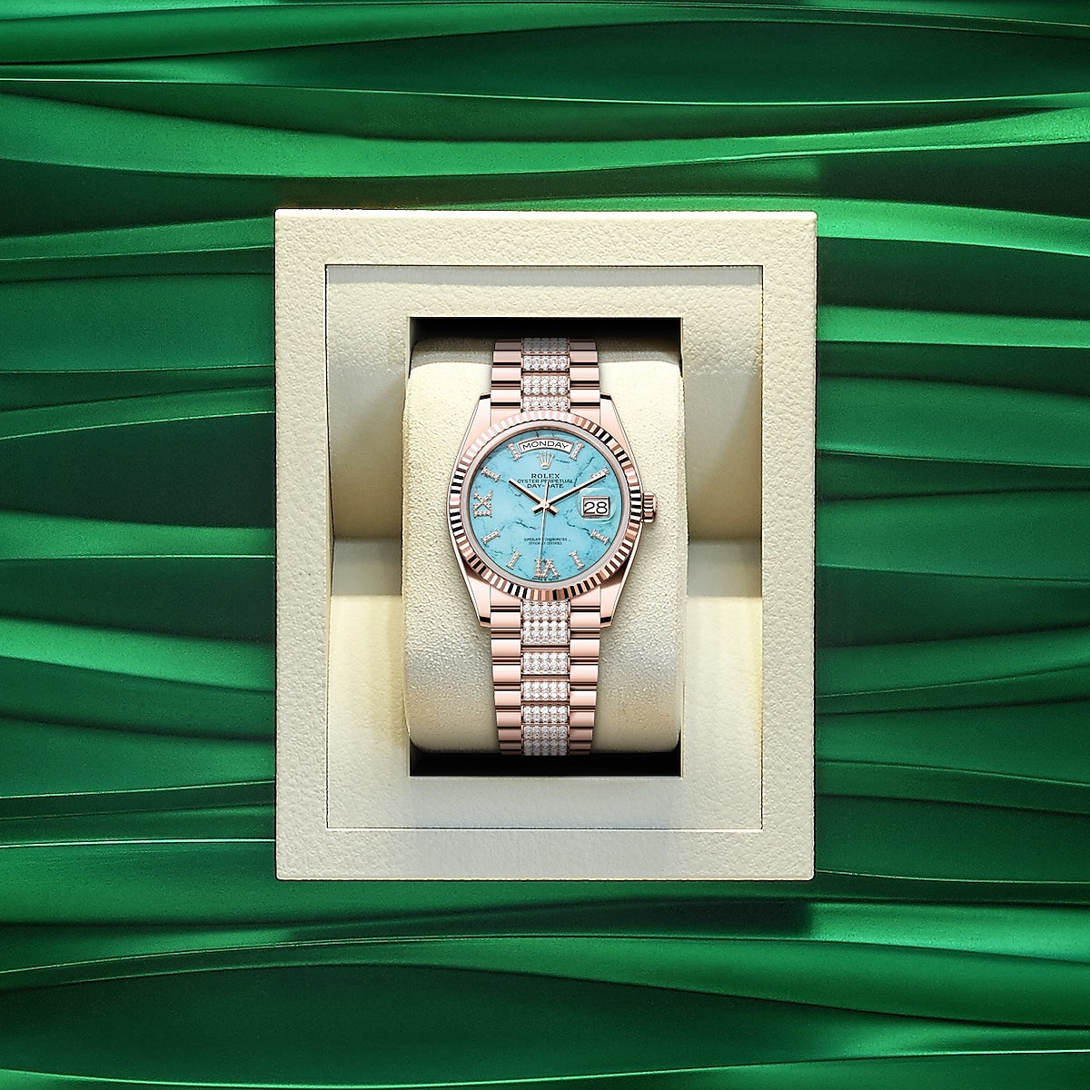 Day-Date 36, 18k Everose Gold with Diamond-set, 36mm, Ref# 128235-0065