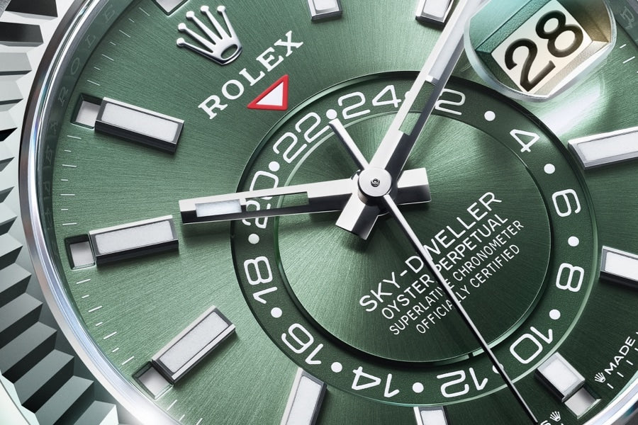 Sky-Dweller, 42mm, Oystersteel and 18k White Gold, Green, Jubilee, Ref# 336934-0002